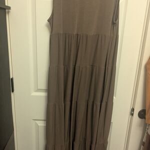Sleeveless Brown Maxi Dress